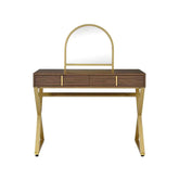 Coleen Walnut & Gold Finish Vanity Desk Model AC00665 By ACME Furniture
